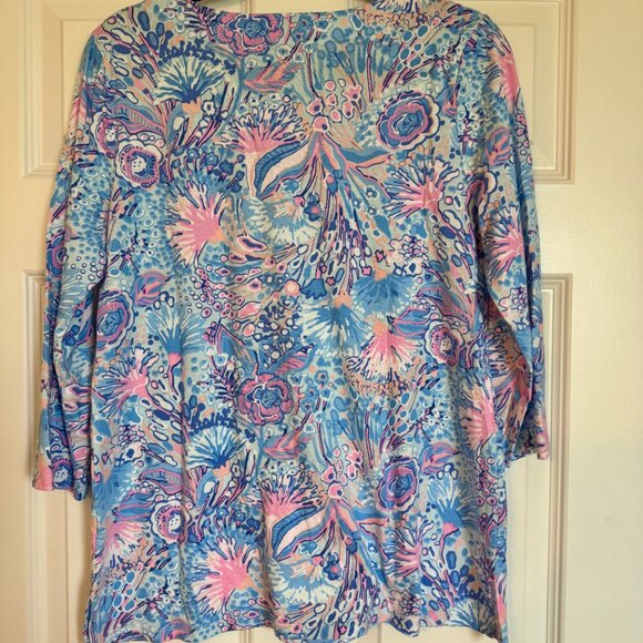 Talbots Lace Trim Tunic Flowing Floral M - Picture 3 of 3